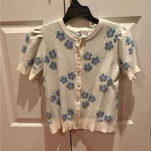 Floral Cardigan - Cream and Blue